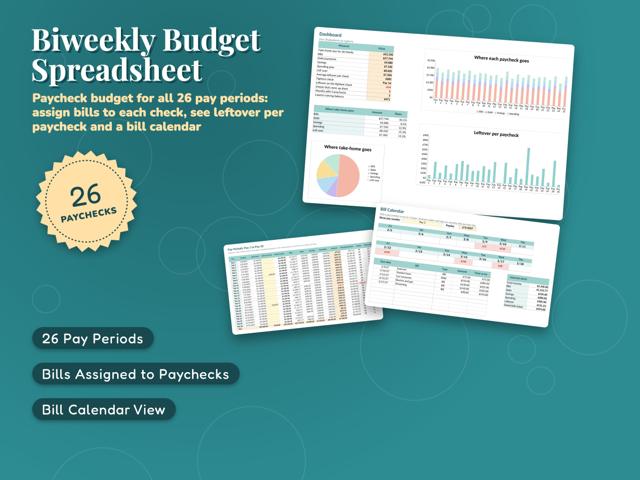 Biweekly Budget Spreadsheet for Excel and Google Sheets