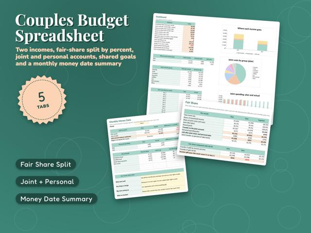 Couples Budget Spreadsheet for Joint and Personal Money