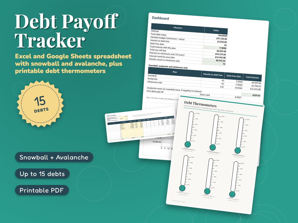 Debt Payoff Tracker with Snowball and Avalanche Methods, image 1