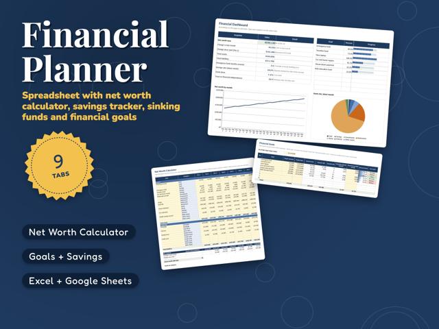 Financial Planner Spreadsheet with Net Worth, Goals and Sinking Funds
