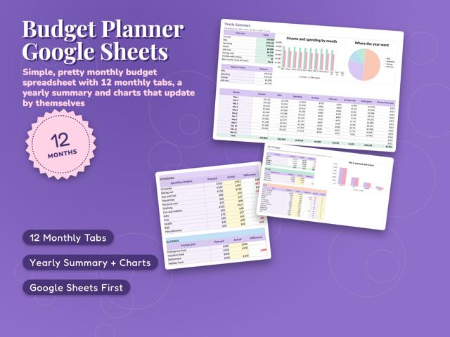 Monthly Budget Planner for Google Sheets