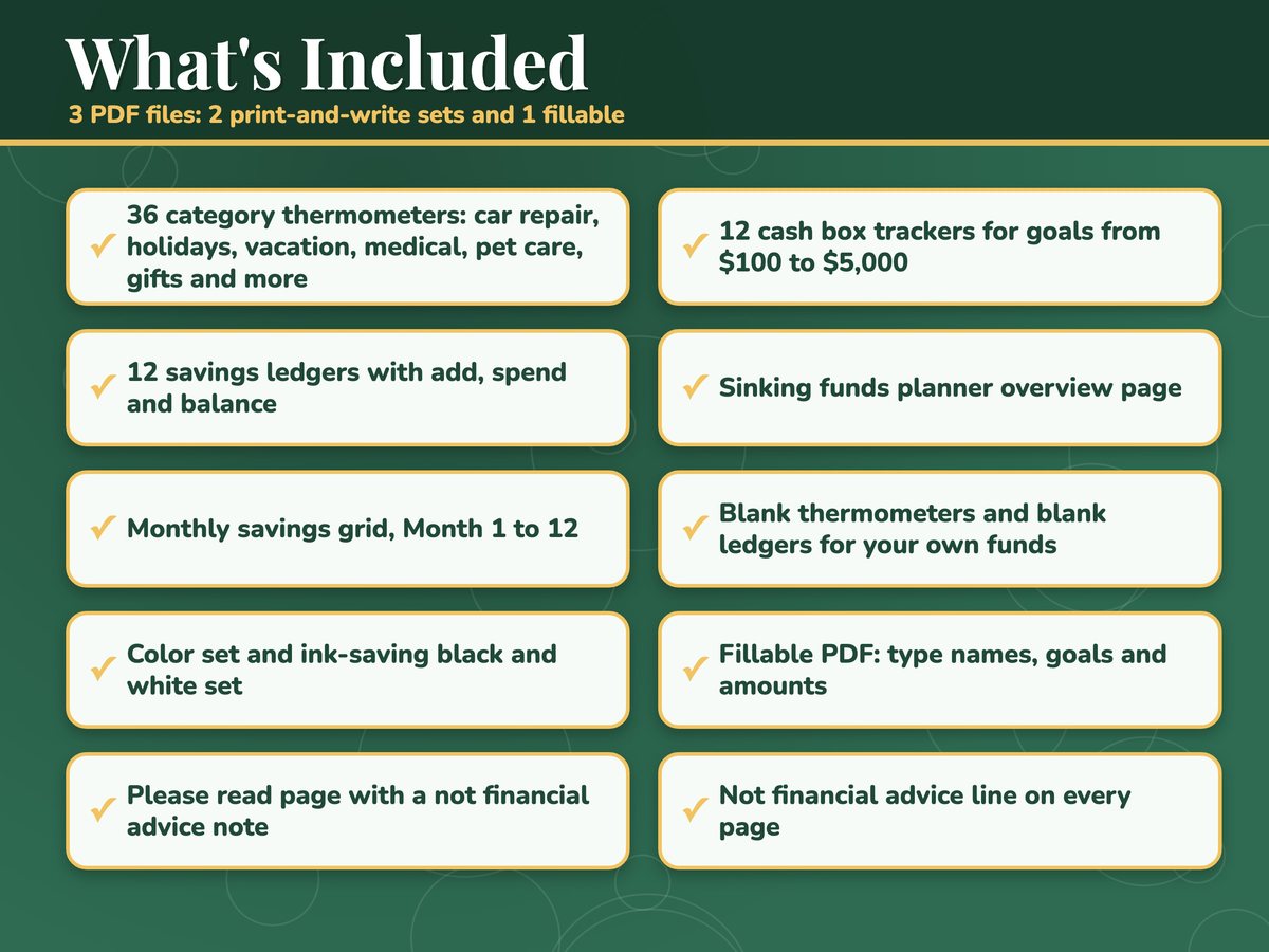 Sinking Funds Tracker Printable: 36 Savings Categories, image 2